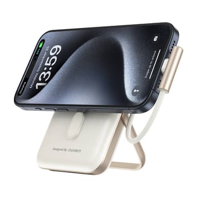 Choetech B735 magnetisk powerbank 10000mAh 20W PD + USB-C-kabel (hvit)