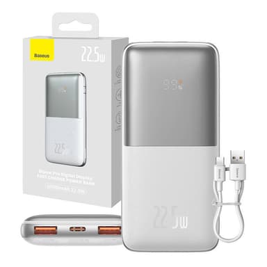 Powerbank Baseus Bipow Pro 10000mAh, 2xUSB, USB-C, 22,5W (hvit)