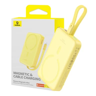 Powerbank Baseus Magnetic Mini 10000mAh, USB-C 20W MagSafe (gul)