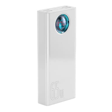 Powerbank Baseus Amblight 30000mAh, 4xUSB, USB-C, 65W (hvit)