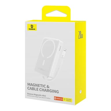 Powerbank Baseus Magnetic Mini 10000mAh, Lightning 20W MagSafe (hvit)