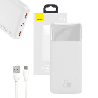 Powerbank Baseus Bipow 10000mAh, 20W (hvit)