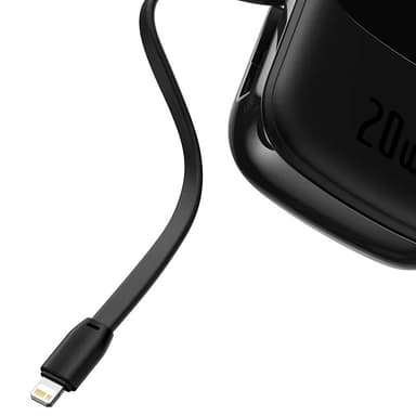Powerbank Baseus Qpow PRO med Lightning-kabel, USB-C-port og USB 20000mAh, 20W (svart)