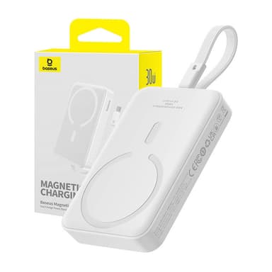 Powerbank Baseus Magnetic Mini 10000mAh, USB-C 30W MagSafe (hvit)