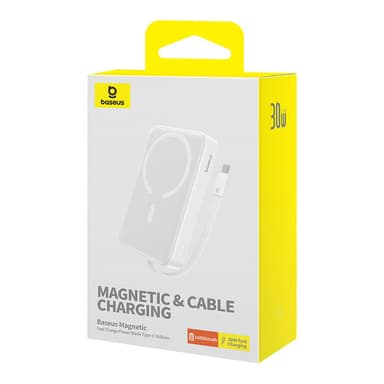 Powerbank Baseus Magnetic Mini 10000mAh, USB-C 30W MagSafe (hvit)