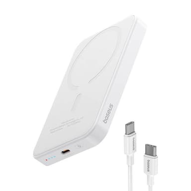 Magnetisk Mini Powerbank Baseus 5000mAh, USB-C 20W (hvit)