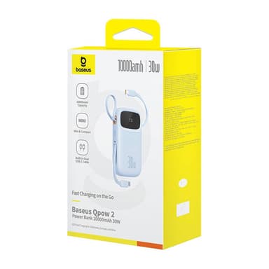 Powerbank Baseus QPow 2 10000mAh 30W 2xUSB-C (blå)