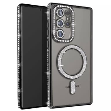 Diamond bling MagSafe deksel Samsung Galaxy S22 Ultra - Svart