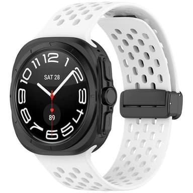 Silikonarmbånd med perforert design til Samsung Galaxy Watch Ultra 47 mm - Hvit