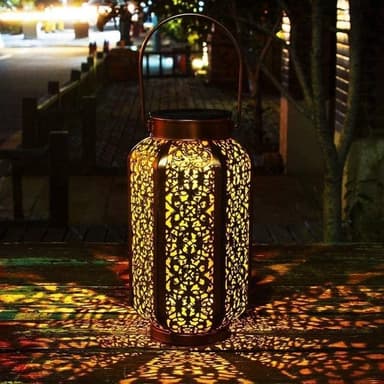 Solcelledrevet bordlampe i bronse – Devi