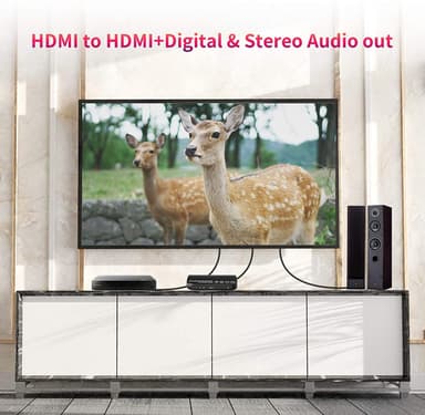 NÖRDIC HDMI 2.0 ARC 4K 60Hz HDR Extractor Yuv4: 4: 4 HDMI-inngang til HDMI, SPDIF, R / L og AUX Output ARC-omformer