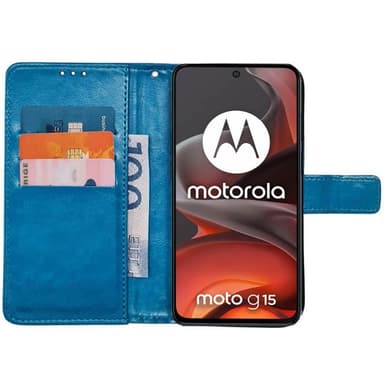 Lommebokdeksel 3-kort Motorola Moto G15 - Lyseblå