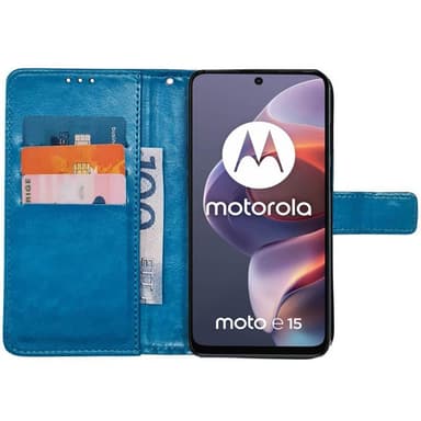 Lommebokdeksel 3-kort Motorola Moto E15 - Lyseblå