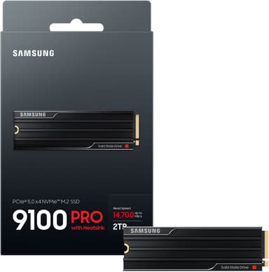 Samsung 9100 Pro intern SSD med varmespreder (2TB)