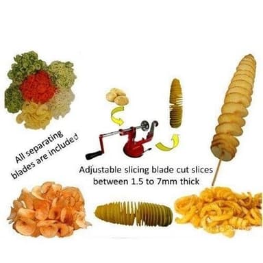 Helautomatisk spiralformet potetskjæremaskin / chipsmaskin med sugekopp