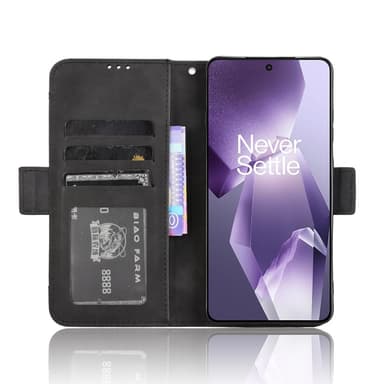 For OnePlus 13R Veske Lommebok Veske Shell Telefonveske Ekstra kort - Svart