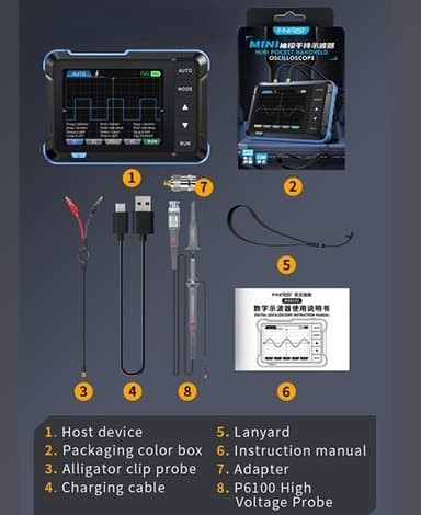 FNIRSI DSO153 2 i 1 mini oscilloskop og signalgenerator, 2,8"" skjerm, 5MS/s 1MHz