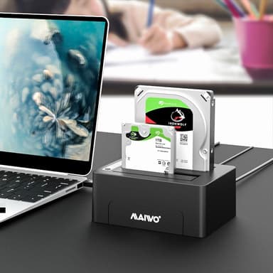 Maiwo K3082C USB C 3.1 Gen2 10Gbps Docking Station for 2.5 3,5 SATA HDD SSD Opptil 20TB med støtte for BEASP, Støtte for Sataiii 6Gbps