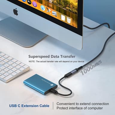 NÖRDIC 2m USB3.2 Gen2 USB-C Forlengelseskabel hann til hunn 10Gbps 5A 100W Thunderbolt3