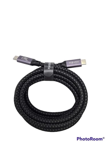 NÖRDIC 50 cm USB-C til C nylonflettet kabel hurtiglading med PD3.1 240W 48V 5A med Emarker