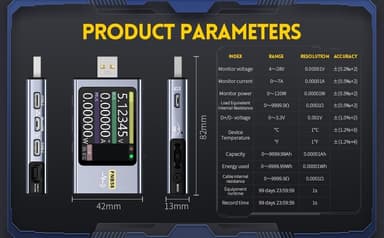 FNIRSI Digital USB tester voltmeter og kabeltester