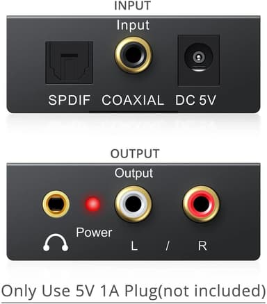 NÖRDIC 192kHz digital til analog lydkonverter, Toslink og koaksial til RCA L / R og 3,5 mm Aux D / A omformer
