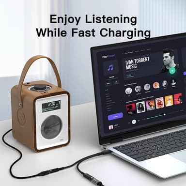 NÖRDIC 2 i 1 USB C til 3,5 mm hodetelefonadapter med 60W lading