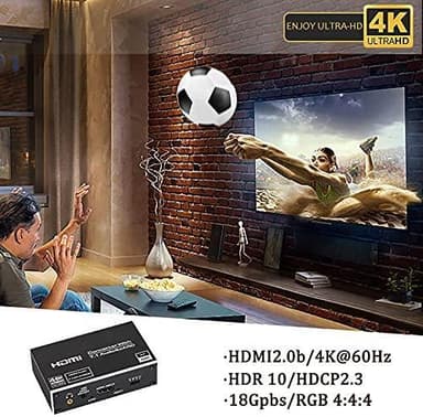 NÖRDIC HDMI Extractor 4K60Hz HDMI til HDMI + Optisk Toslink + Koaksial + 3,5 mm lyd + 7,1 CH HDMI-støtte for eARC / ARC HDR Dolby ATMOS