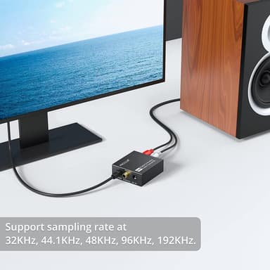 NÖRDIC 192kHz digital til analog lydkonverter, Toslink og koaksial til RCA L / R og 3,5 mm Aux D / A omformer