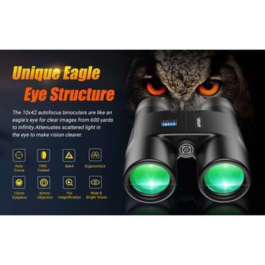 APEXEL 10x42 Autofokus Sammenleggbar Digital Vanntett Kikkert for Fugletitting og Dyrelivssafari