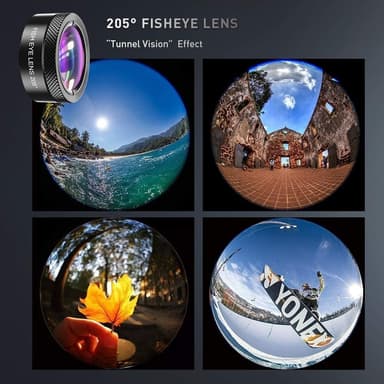 APEXEL 6-i-1 Telefonlinsesett – 22X teleobjektiv, 205° fisheye-linse, 120° vidvinkellinse & 25X makrolinse