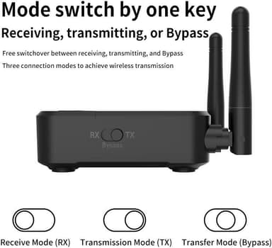 NÖRDIC Bluetooth 5.2 trådløs sender dual link mottaker DAC Qualcomm aptXLL aptX HD 3,5 mm AUX RCA optisk