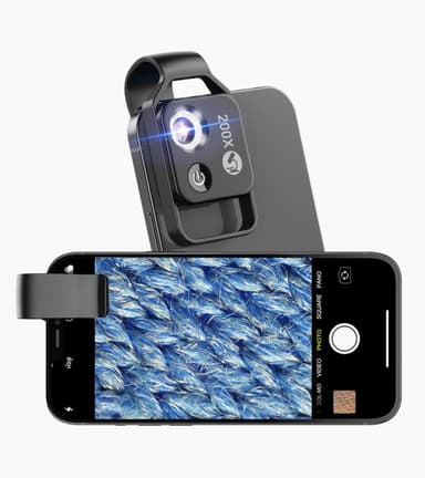 APEXEL 200x Mobilmikroskop, Mini Lommermikroskop, 6 LED-lysguider, 2 nivåer av lysstyrkejustering, Forstørrelses Makrolinsekit for Mobilkamera