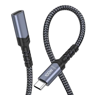 NÖRDIC 50cm USB3.2 Gen2 USB-C Forlengelseskabel hann til hunn 10Gbps 5A 100W Thunderbolt3