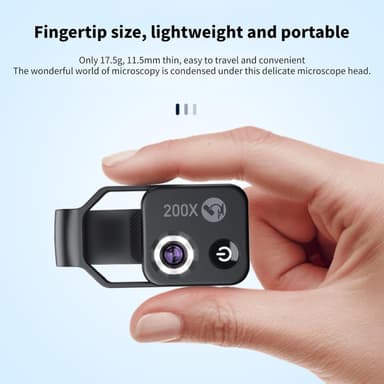 APEXEL 200x Mobilmikroskop, Mini Lommermikroskop, 6 LED-lysguider, 2 nivåer av lysstyrkejustering, Forstørrelses Makrolinsekit for Mobilkamera