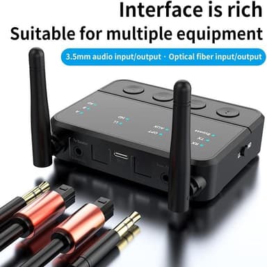 NÖRDIC Bluetooth 5.2 trådløs sender dual link mottaker DAC Qualcomm aptXLL aptX HD 3,5 mm AUX RCA optisk
