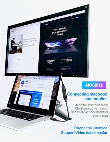NÖRDIC 1,5m USB3.2 Gen2 USB-C-forlengelseskabel ha til ho 10Gbps 5A 100W Thunderbolt3