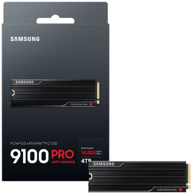 Samsung 9100 Pro intern SSD med varmespreder (4TB)
