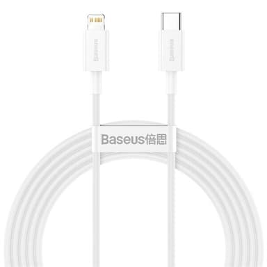 Baseus ladekabel USB-C - Lightning 2,0m 20W - hvit