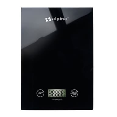 Alpina kjøkkenvekt 5 kg kapasitet - svart med kompakt design