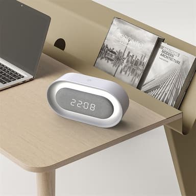 Forverer LED-vekkerklokke med nattlys - hvit