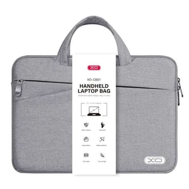 XO 14-tommers Laptopveske - Stilig Grå med Ekstern Lomme