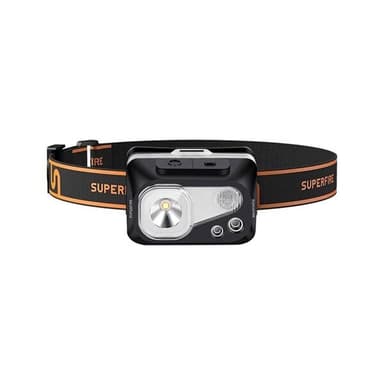 Superfire HL07 LED-hodelykt med 320 lm, 5 lysmoduser og bevegelsessensor