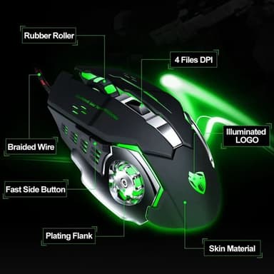 Extralink V6 spillmus med 6400 DPI og LED-belysning - Svart