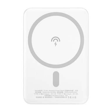 Powerbank 5000 mAh med MagSafe og trådløs lading - Hvit