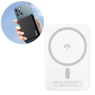Powerbank 5000 mAh med MagSafe og trådløs lading - Hvit