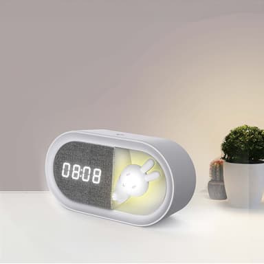 Forverer LED-vekkerklokke med nattlys - Bunny/White