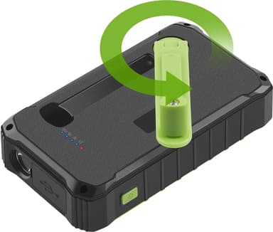Denver 10000mAh solcelle-powerbank med håndsveiv (sort/grønn)