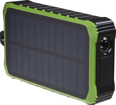 Denver 10000mAh solcelle-powerbank med håndsveiv (sort/grønn)