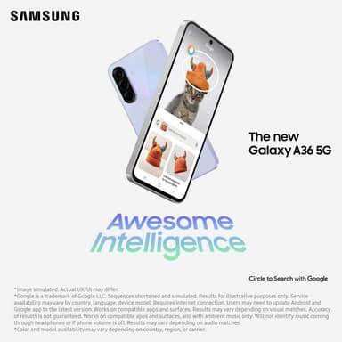 Samsung Galaxy A36 5G smarttelefon 6/128GB Enterprise (sort)